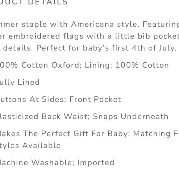 Janie and Jack Light Blue Overalls with Flag Details - Picture 5 of 5